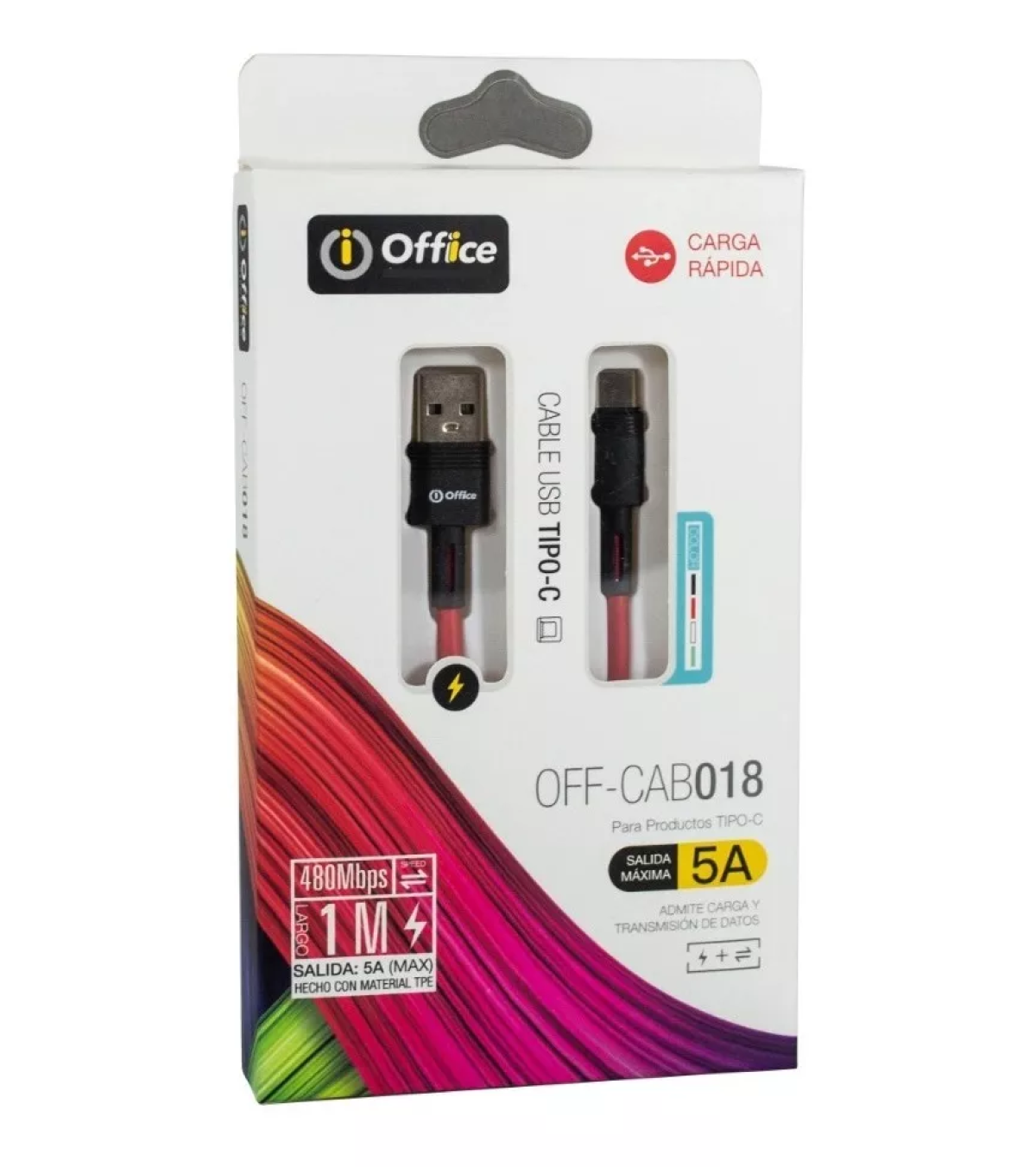 CABLE USB/USB-C M/M 1MT OFFICE CAB018 5AMP