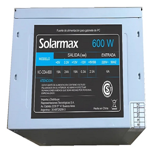 FUENTE 600W SOLARMAX P/GAB SLIM