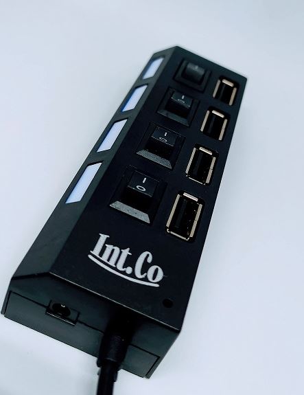 HUB USB 4PUERTOS INTCO C/SWITCH/LED 2.0 H4911