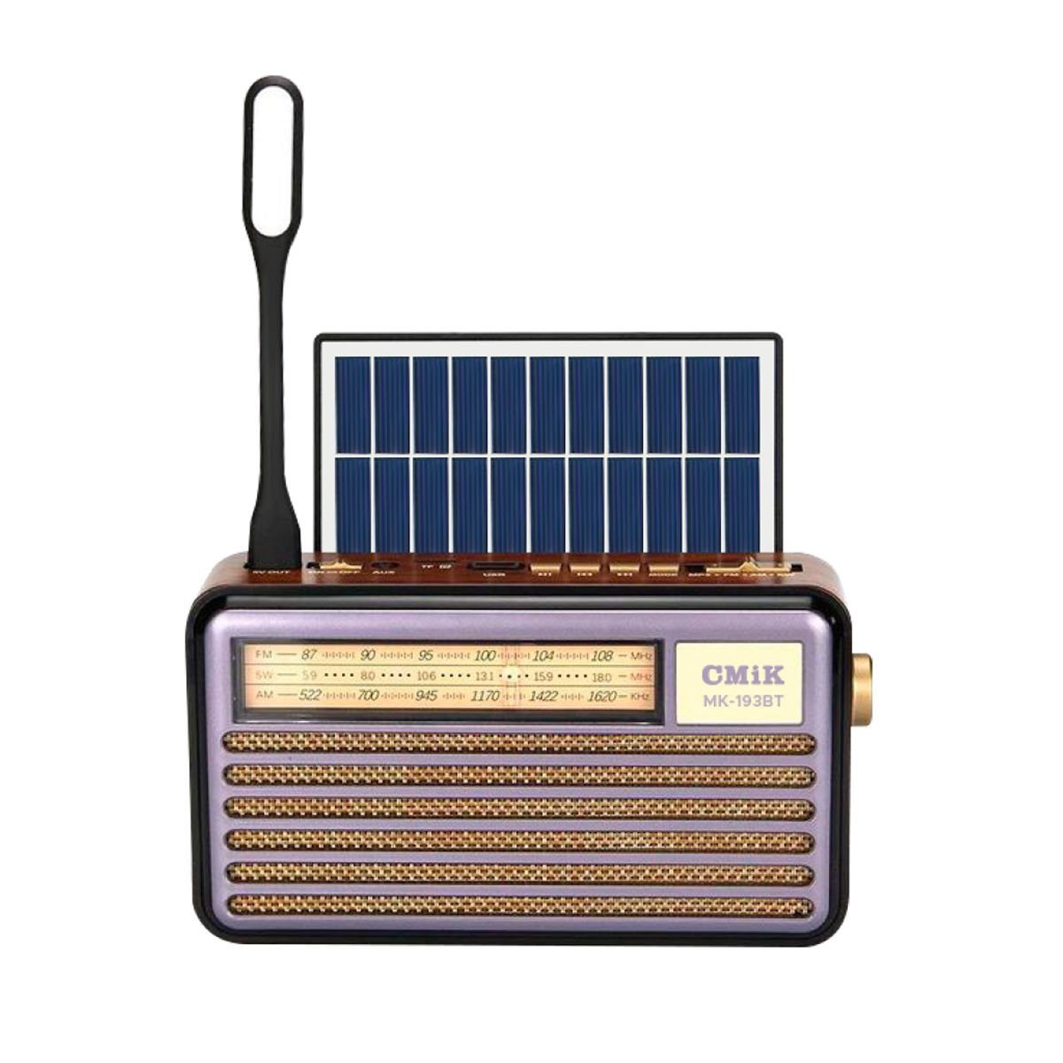 PARLANTE BT RADIO MK-193BT VINTAGE SOLAR C/LUZ USB