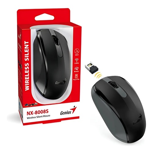 MOUSE WIRE GENIUS NX 8008S SILENCIOSO NEGRO/BLANCO