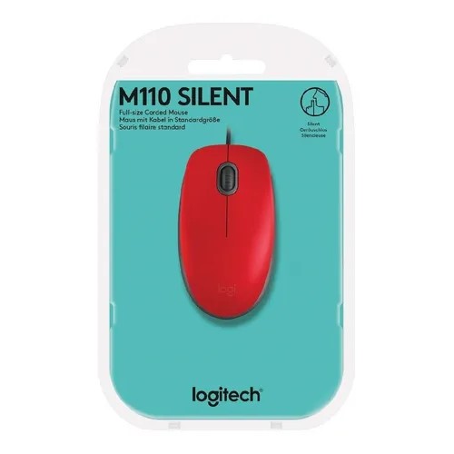 MOUSE USB LOGITECH M110 SILENT ROJO