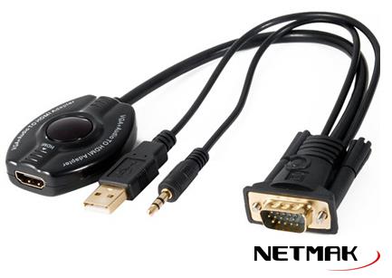 CONVERSOR VGA+AUDIO M / HDMI H NETMAK C63 PLUG 3.5