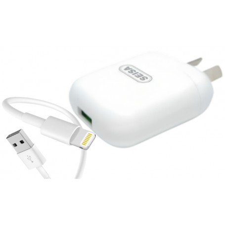 CARGADOR CELU SEISA 1USB C/CABLE IPHONE 2.1A RAPID