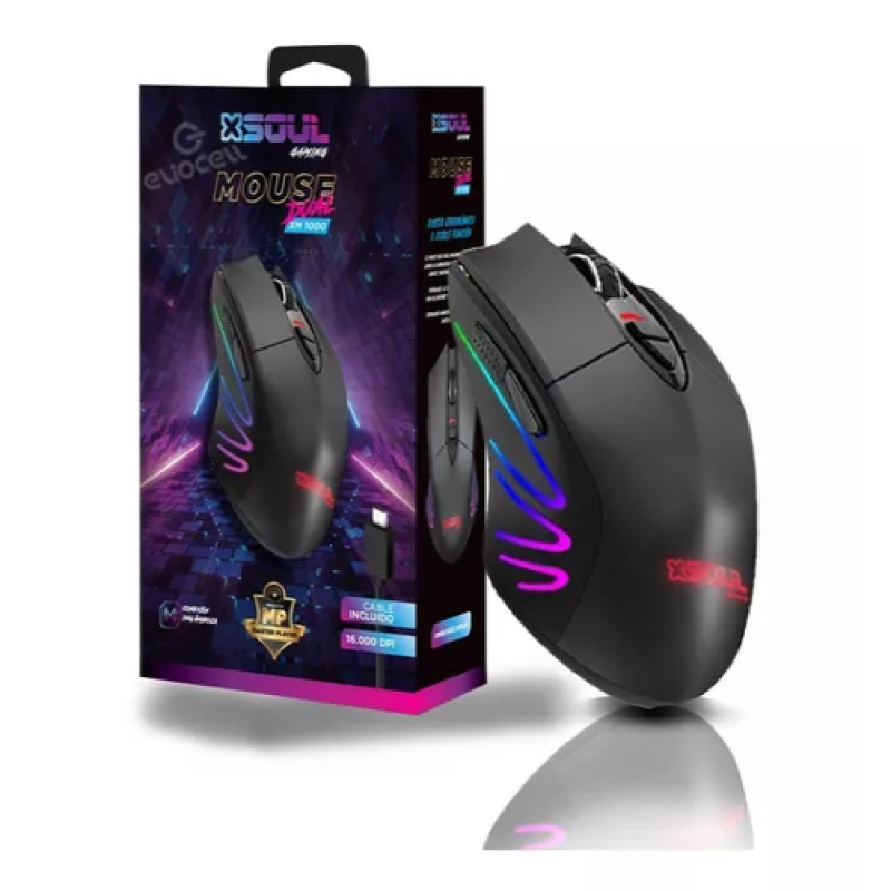 MOUSE GAMER WIRE RECARGABLE SOUL XM1000 16000DPI