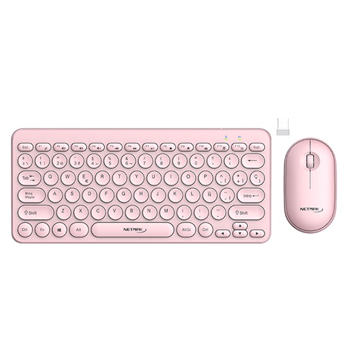 KIT TECLADO/MOUSE WIRE NETMAK KB850 MINI ROSA