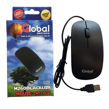 MOUSE USB GLOBAL M260 NEGRO