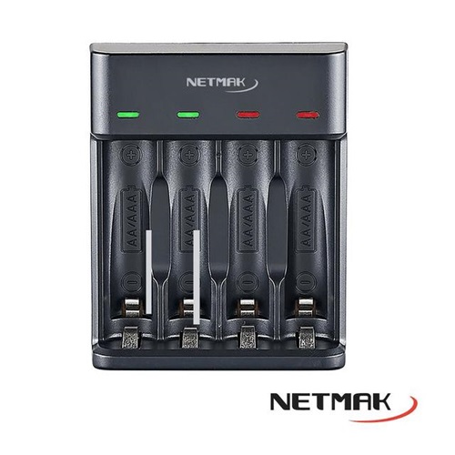 CARGADOR PILAS AA/AAA NETMAK NM-CH4 P/4 PILAS