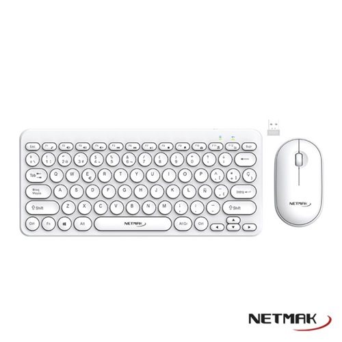 KIT TECLADO/MOUSE WIRE NETMAK KB850 MINI BLANCO